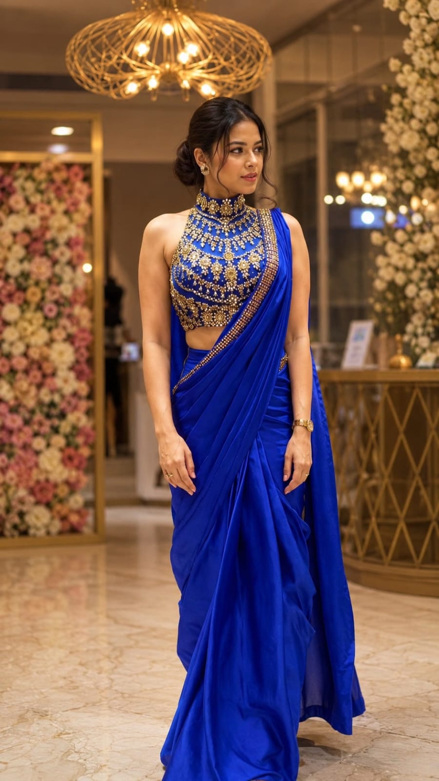 Diamond Satin Silk Ready-to-Wear Drape Saree