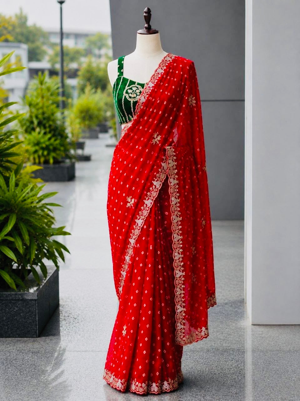 Fendy Satin Beads Work Saree