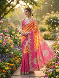 Chinon Digital Lehriya Gotafoil Work Saree