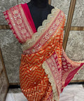 Banarasi Katan Georgette Silk Saree with Mirror, Beads & Designer Lace Work