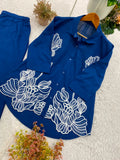 Embroidered Cotton Denim Cord Set