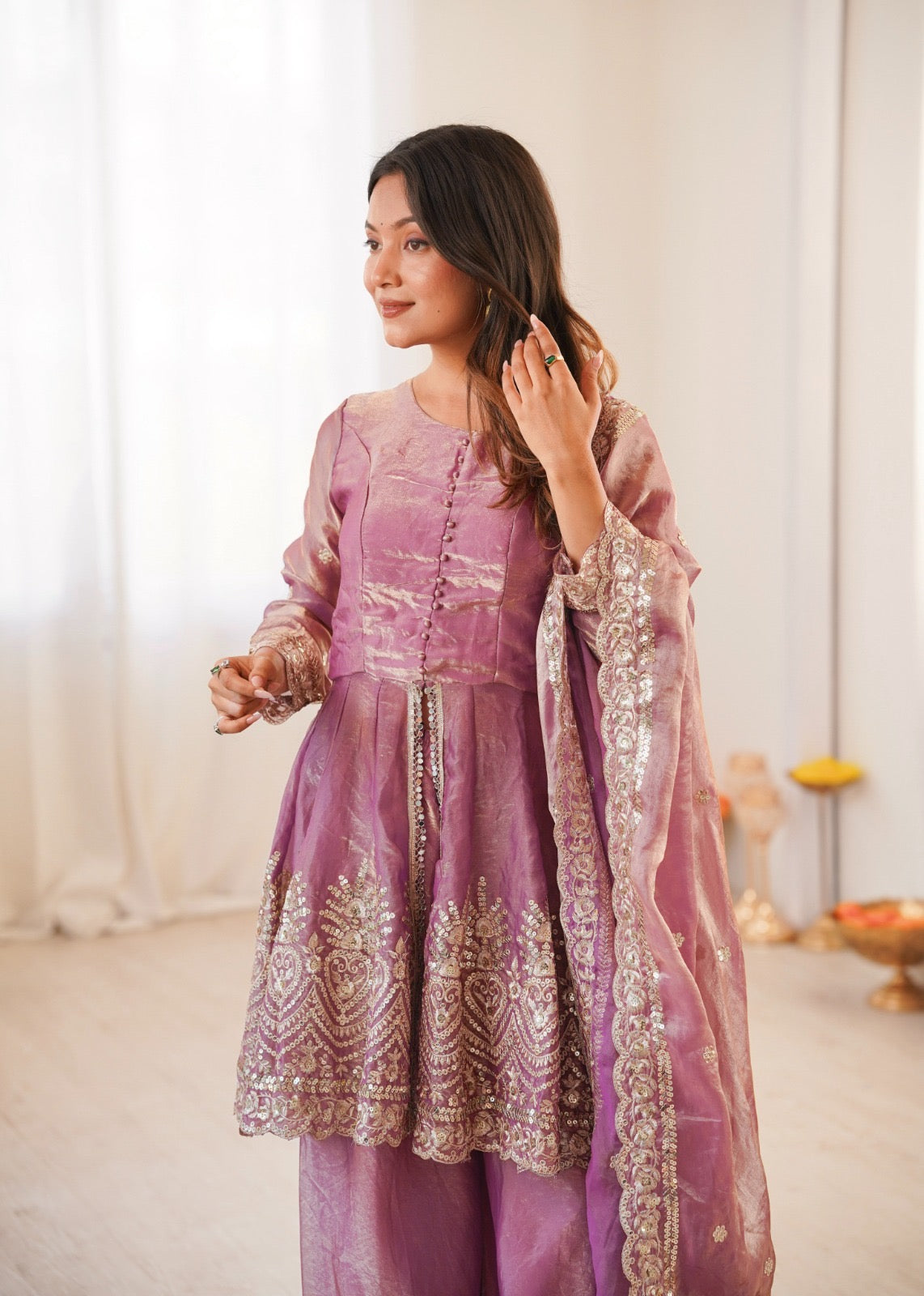 Heavy Embroidery Work Top, Palazzo & Dupatta Set