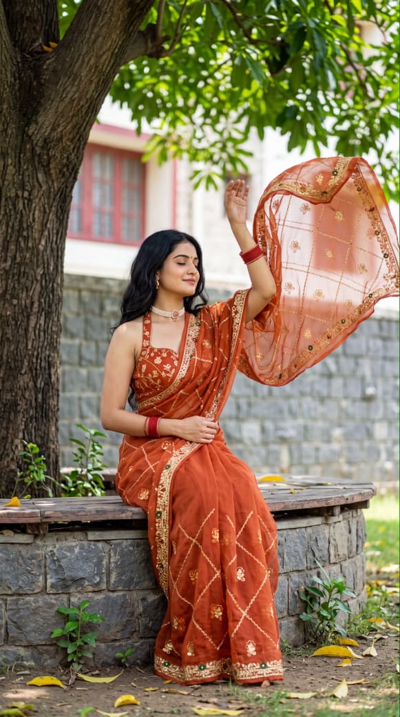 Rajwadi Original Thakur Ji Georgette Sequin Work Saree