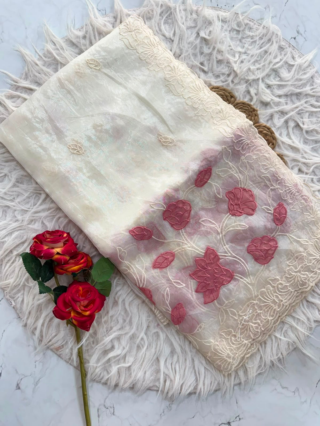 Silk Saree with Appliqué Work