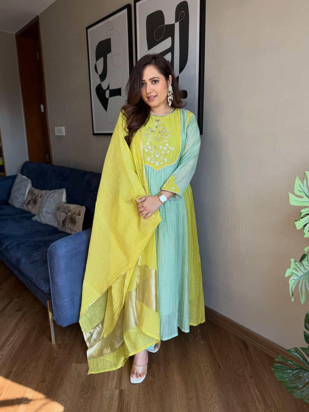 Designer Festival Special Pure Mul Chanderi Suit Set