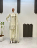 Embroidery & Real Mirror Work Top, Palazzo & Dupatta Set