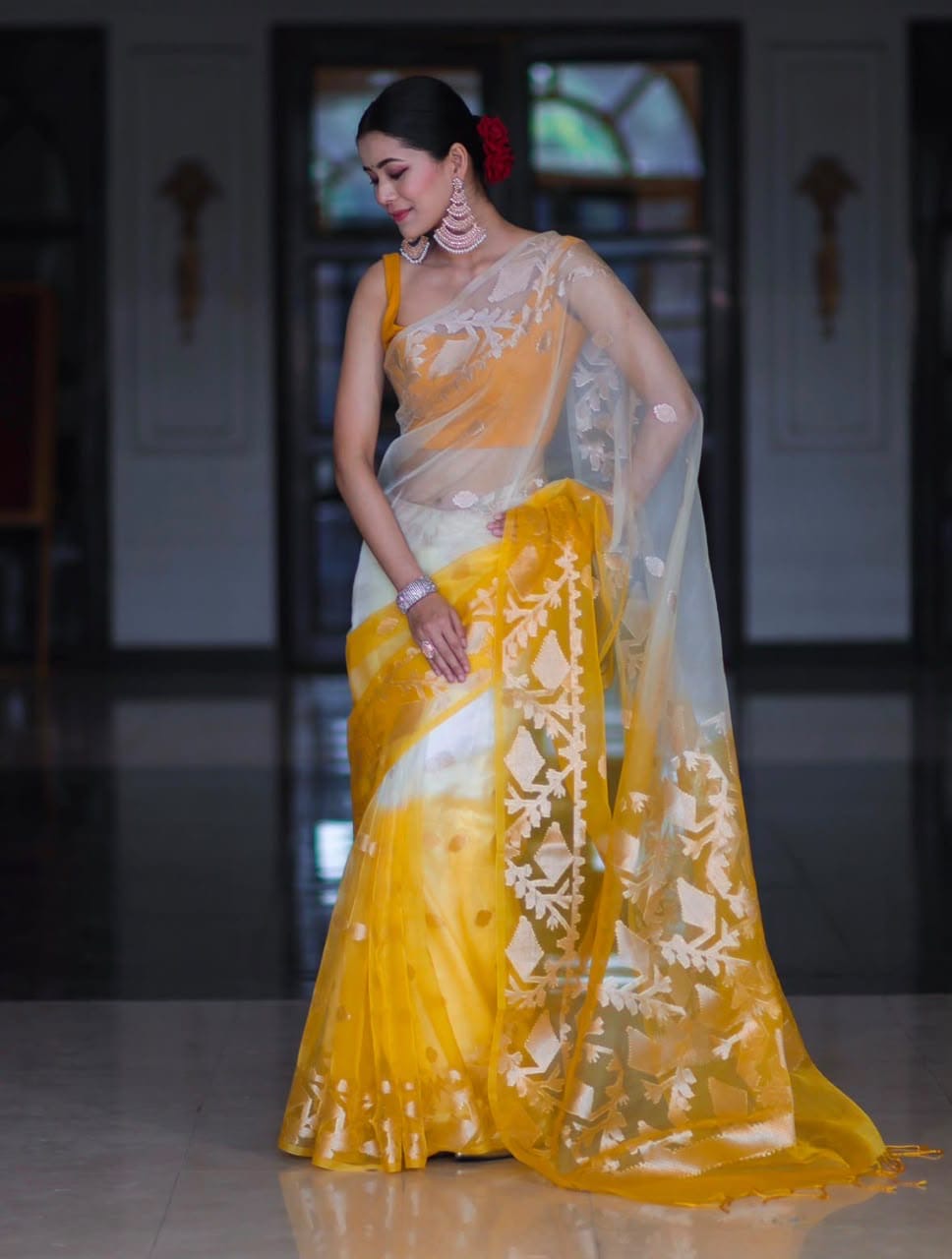 Banarasi Designer Organza Soft Silk Saree