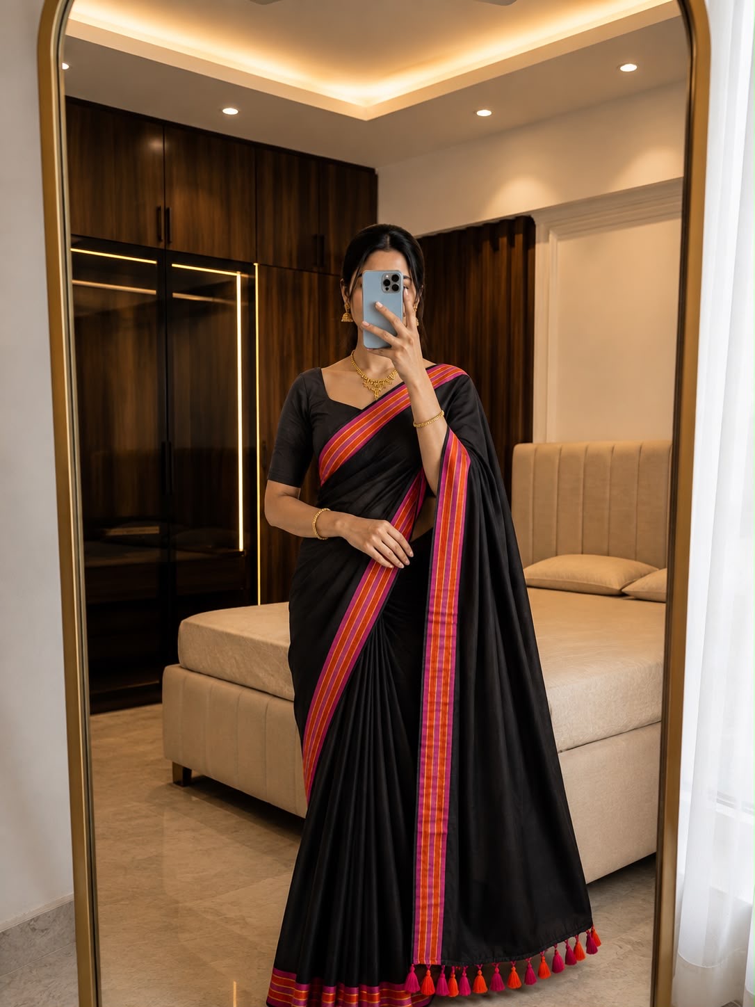 Handloom Pure Mul Cotton Saree with Attractive Border