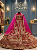 Beads Work Net Lehenga