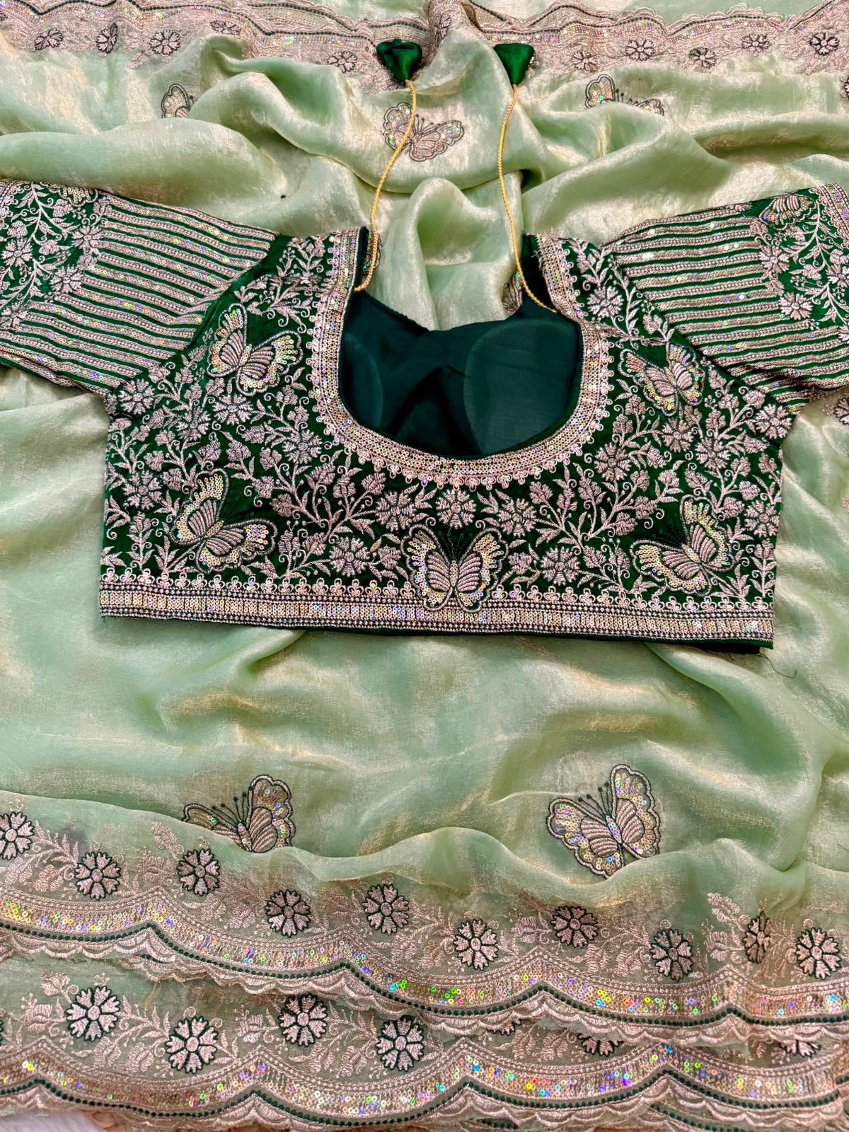 Butterfly Embroidered Space Silk Saree