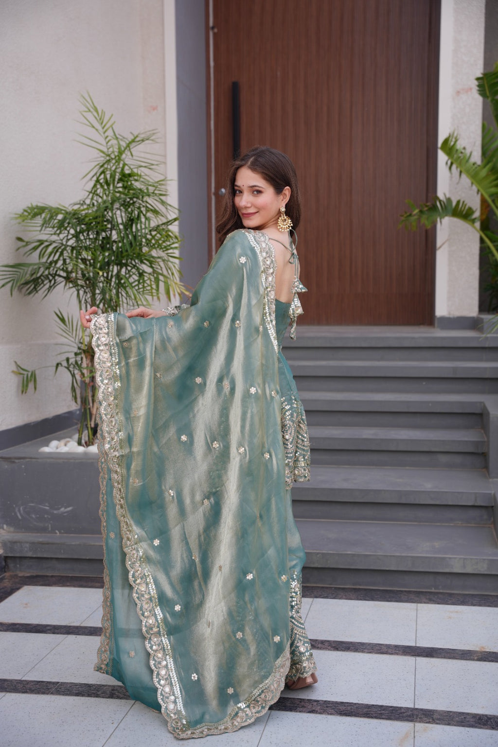 Heavy Embroidery Work Top, Palazzo & Dupatta Set