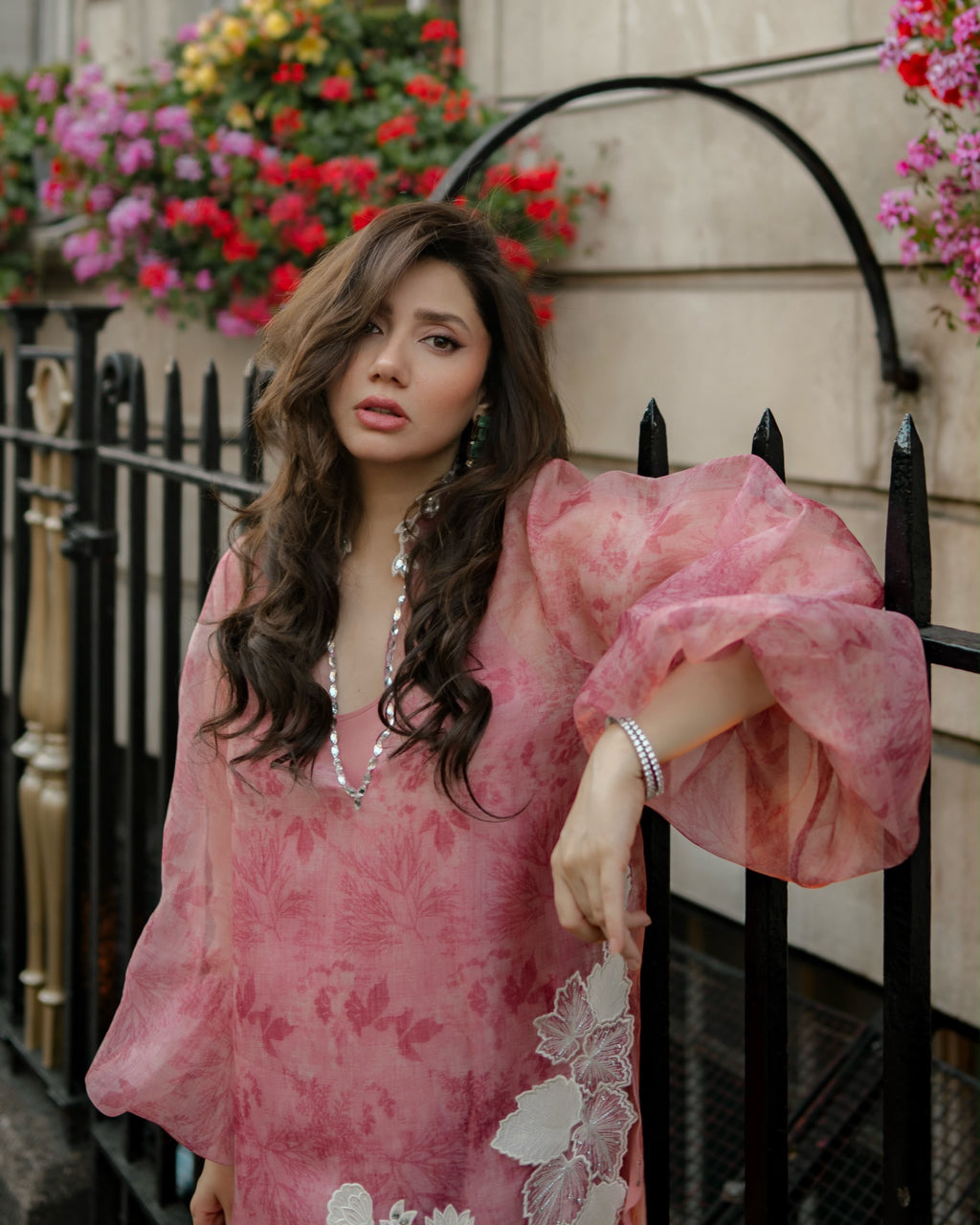 Organza Digital Print Shrug, Pant & Inner Top Set