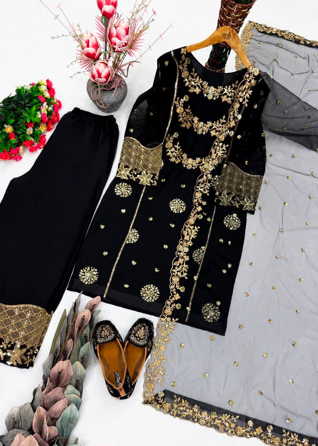 Heavy Embroidery Sequence Work 3-Piece Suit Set
