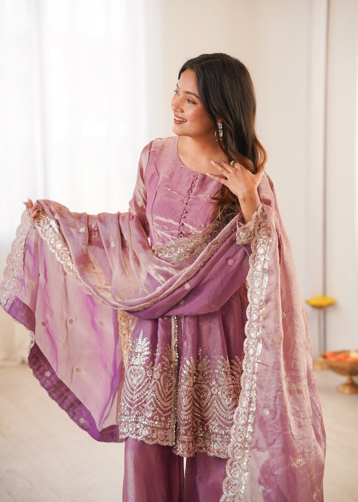 Heavy Embroidery Work Top, Palazzo & Dupatta Set
