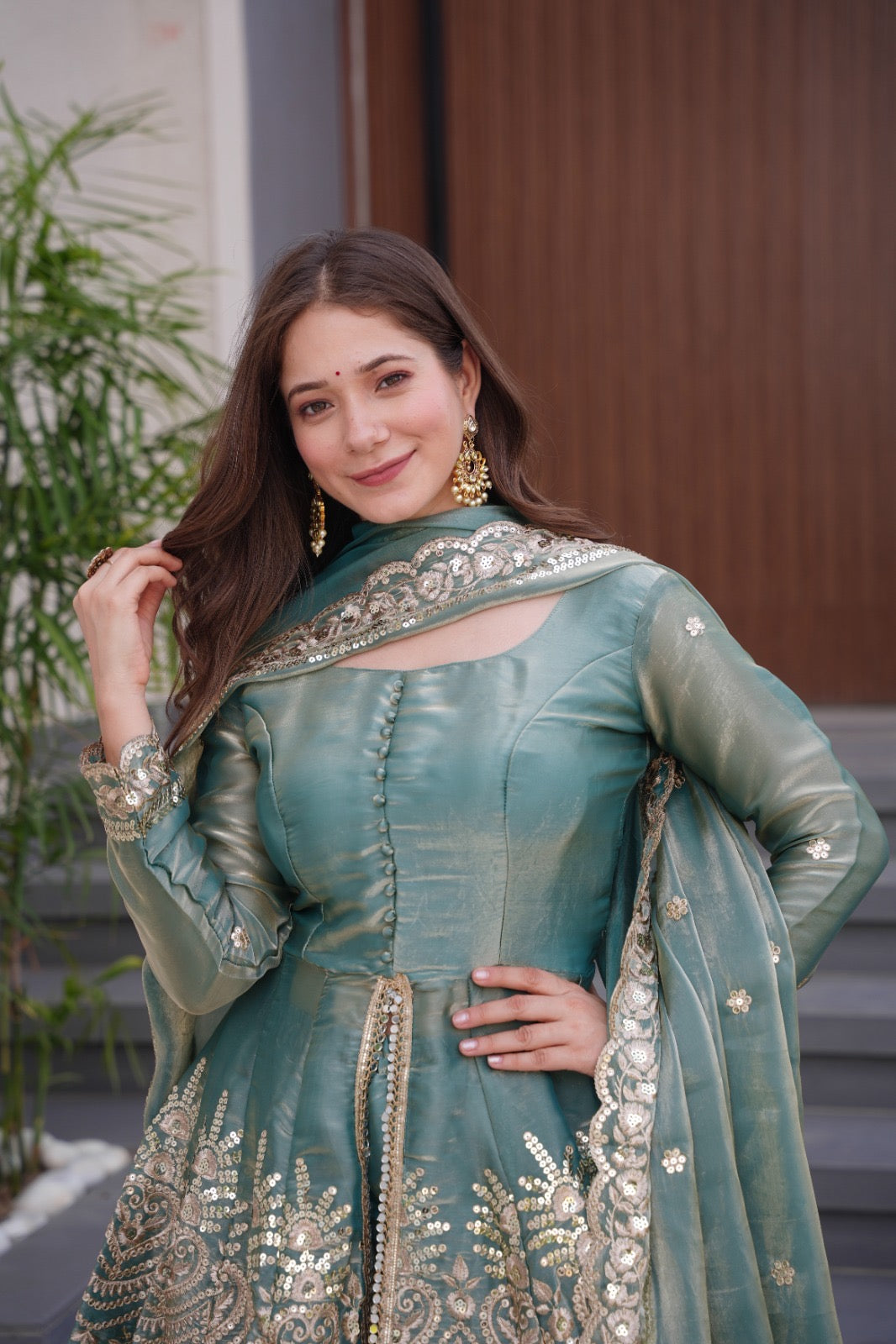 Heavy Embroidery Work Top, Palazzo & Dupatta Set