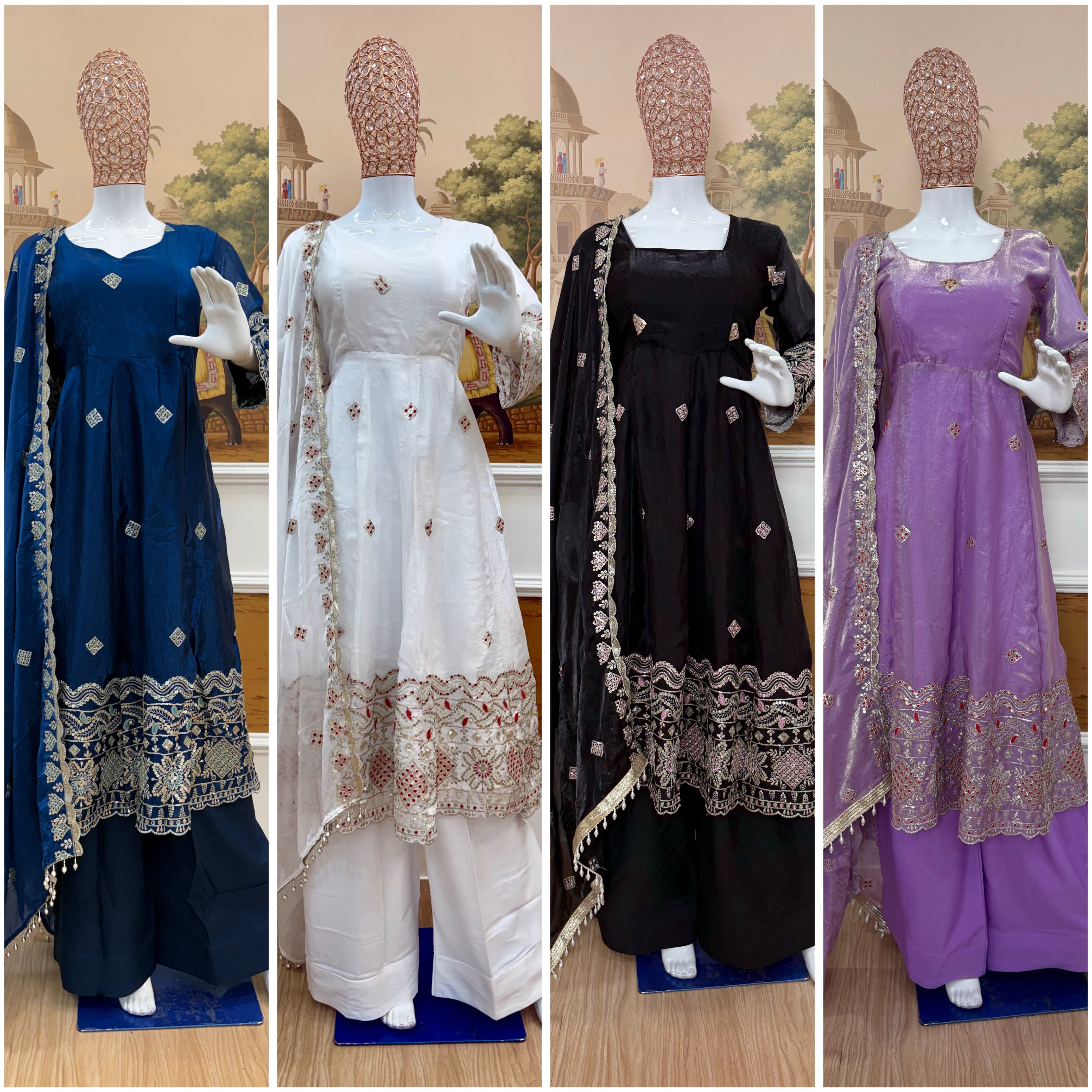 Embroidered Gown Set