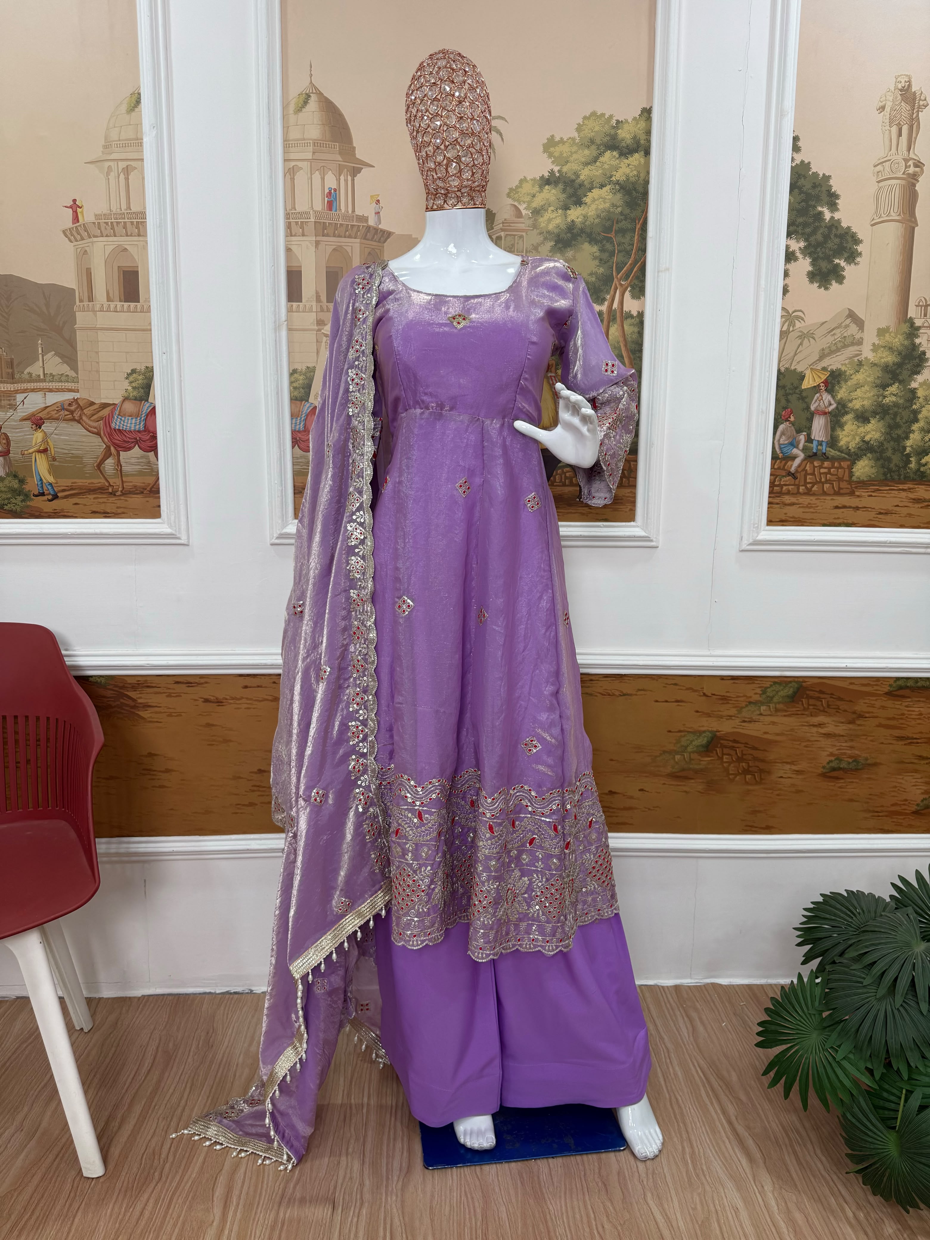 Embroidered Gown Set