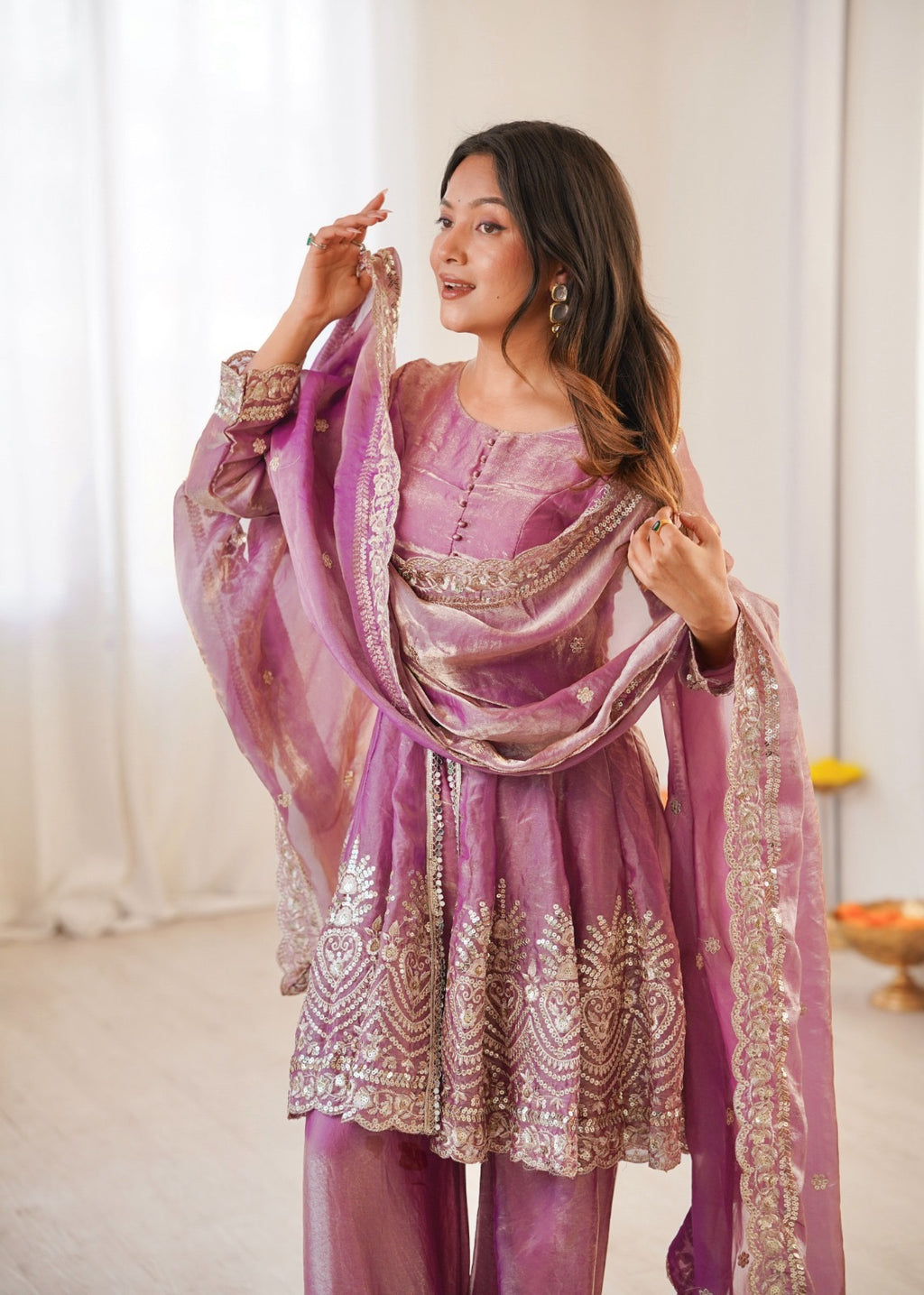 Heavy Embroidery Work Top, Palazzo & Dupatta Set