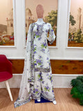 Embroidery & Fancy Lace Work Kurti, Palazzo & Dupatta Set