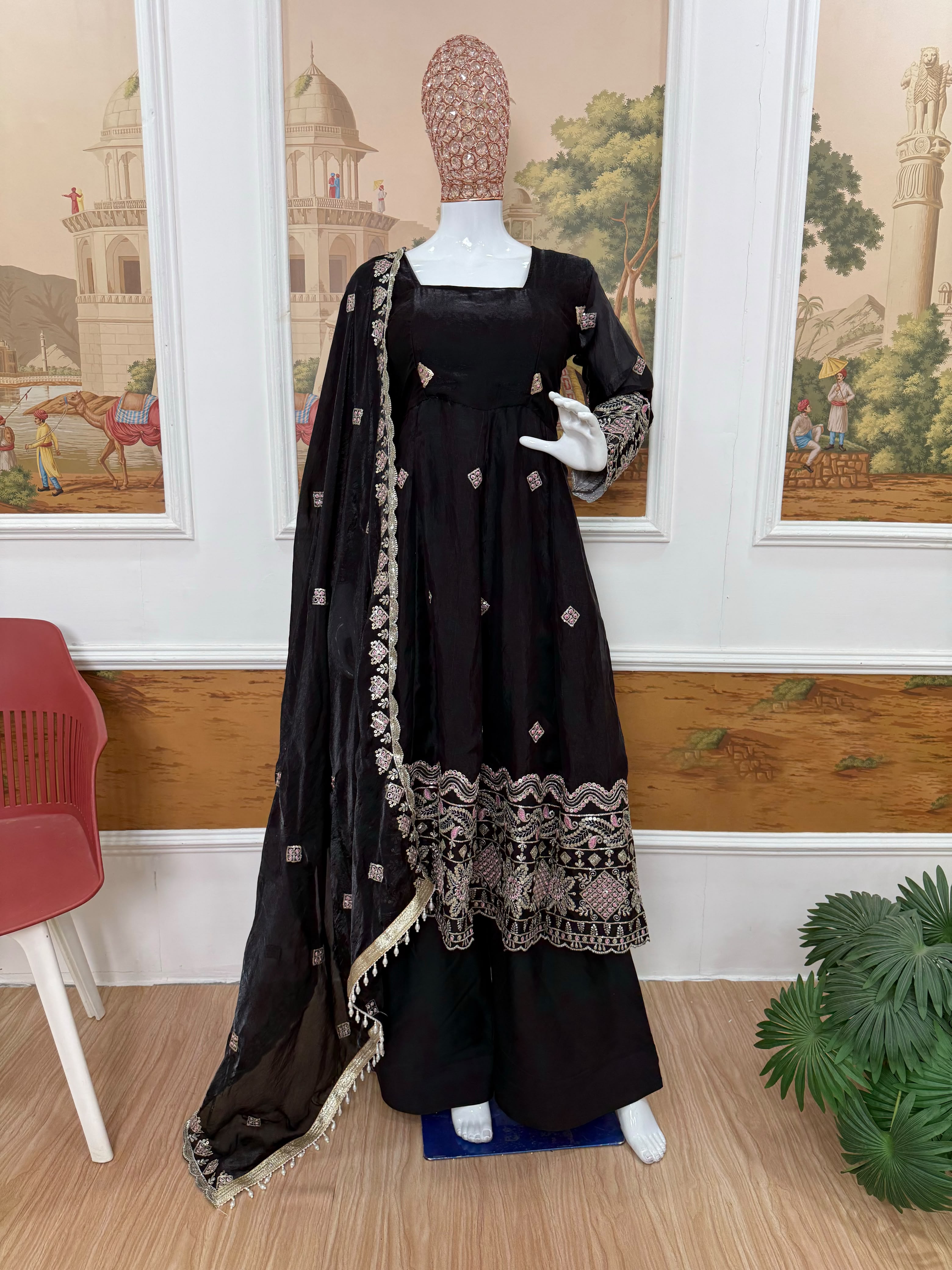 Embroidered Gown Set