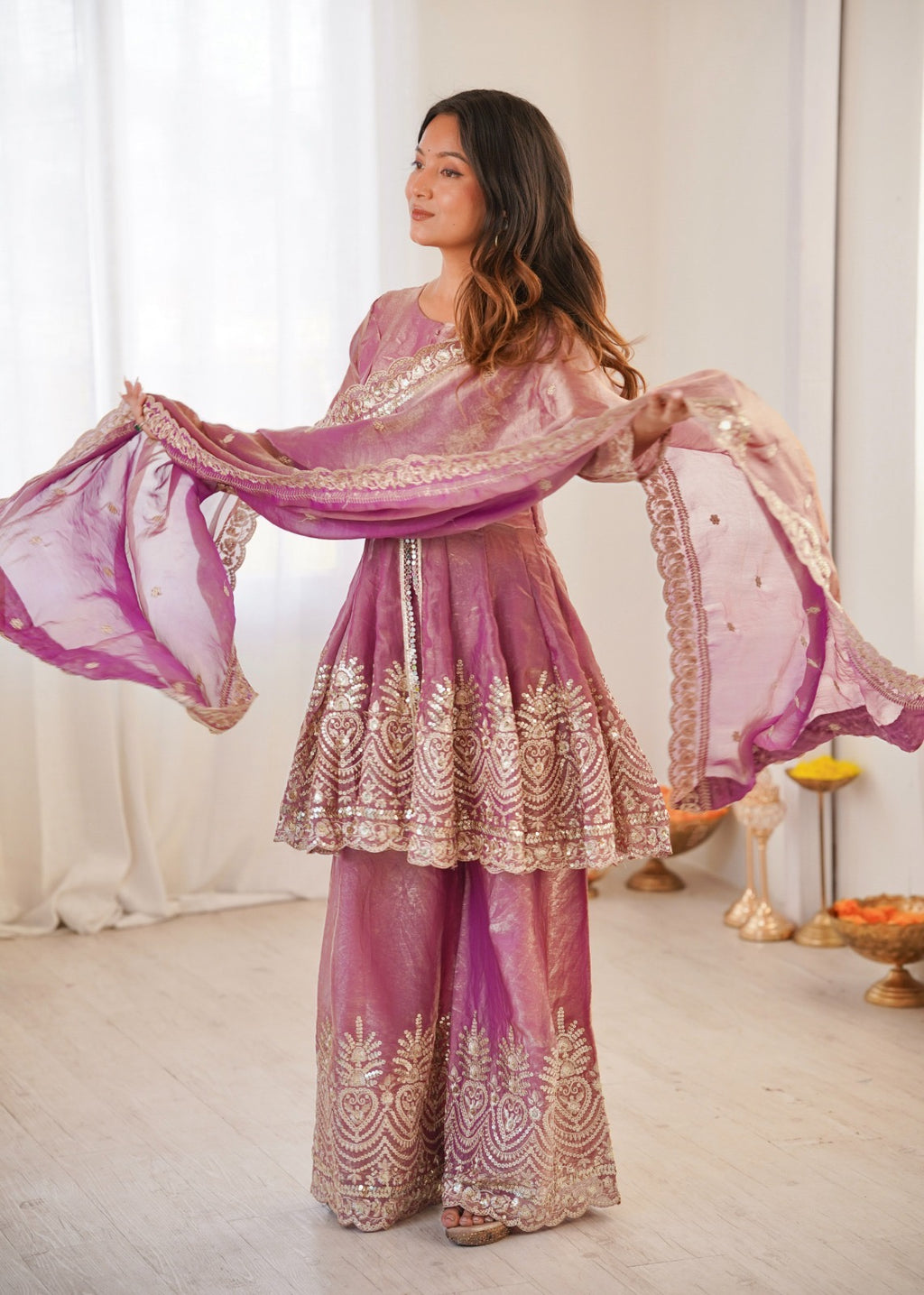 Heavy Embroidery Work Top, Palazzo & Dupatta Set