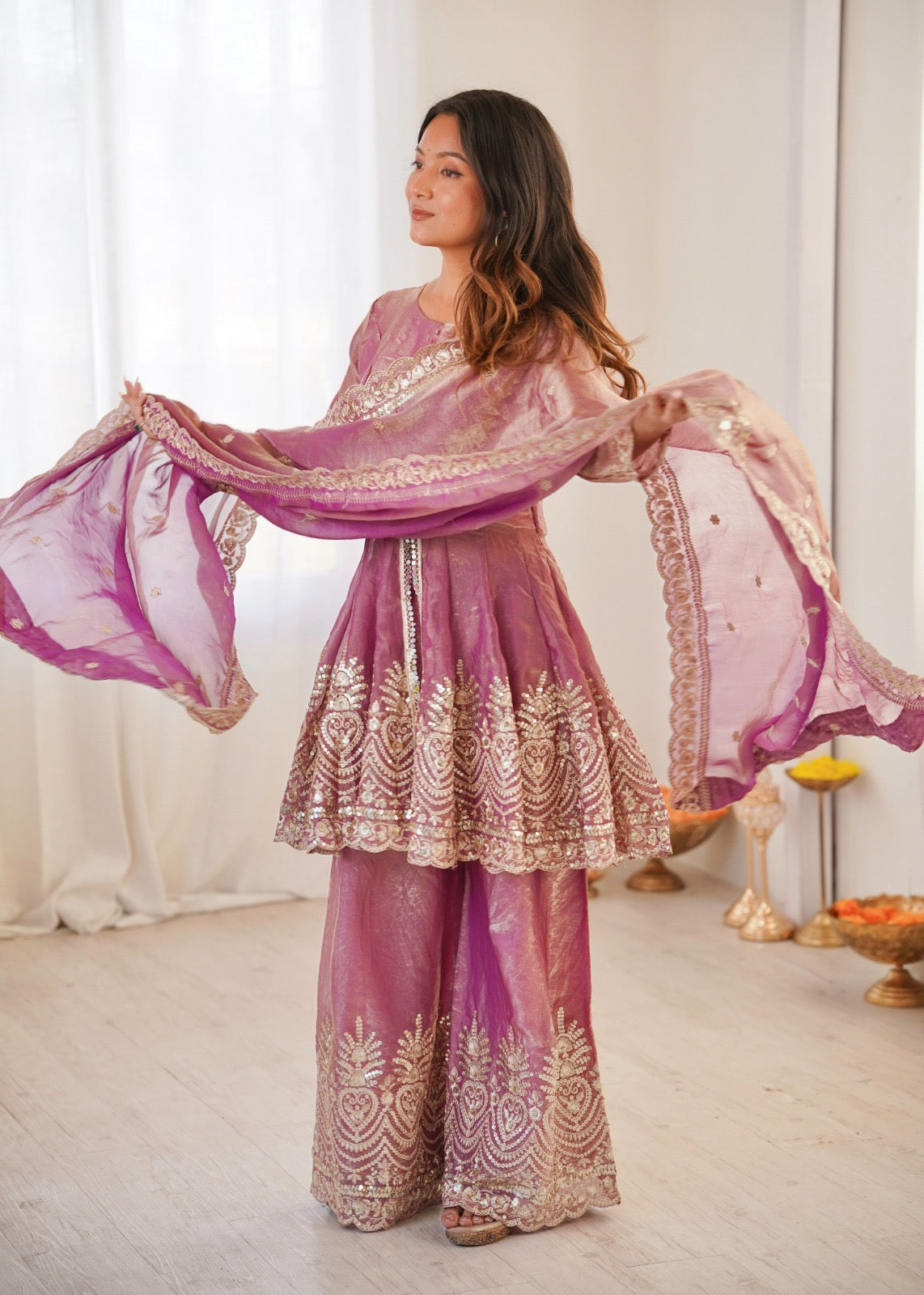 Heavy Embroidery Work Top, Palazzo & Dupatta Set