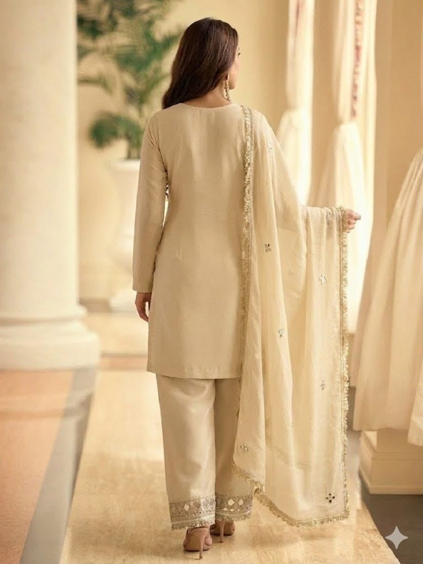 Premium Silk Real Mirror Work Kurti Set