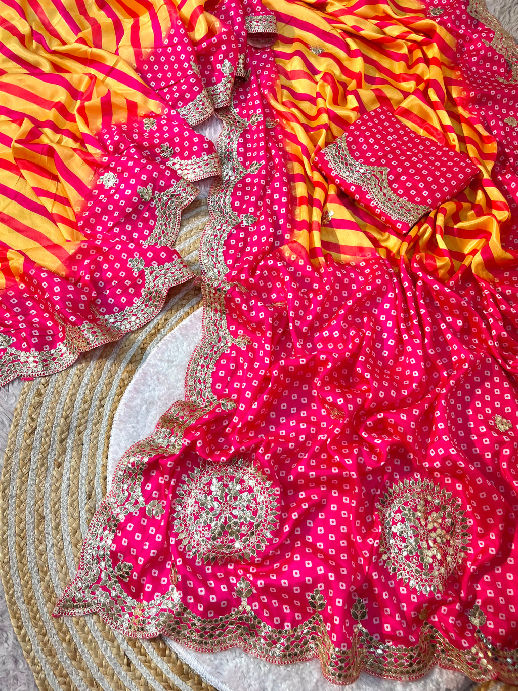 Chinon Digital Lehriya Gotafoil Work Saree