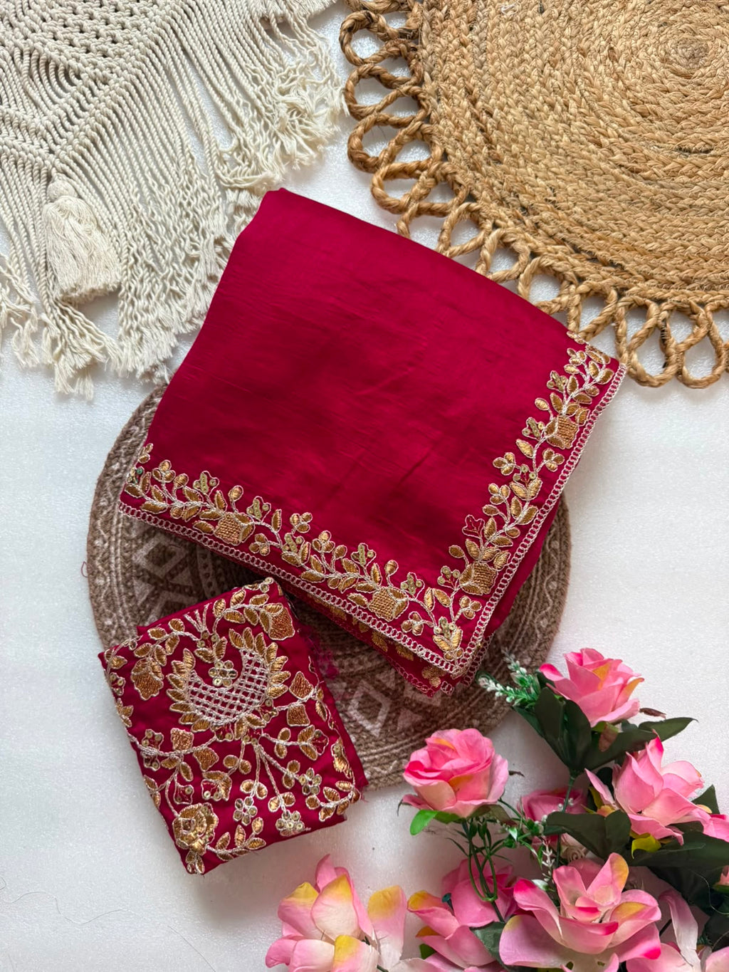 Pure Blooming Embroidery Work Saree