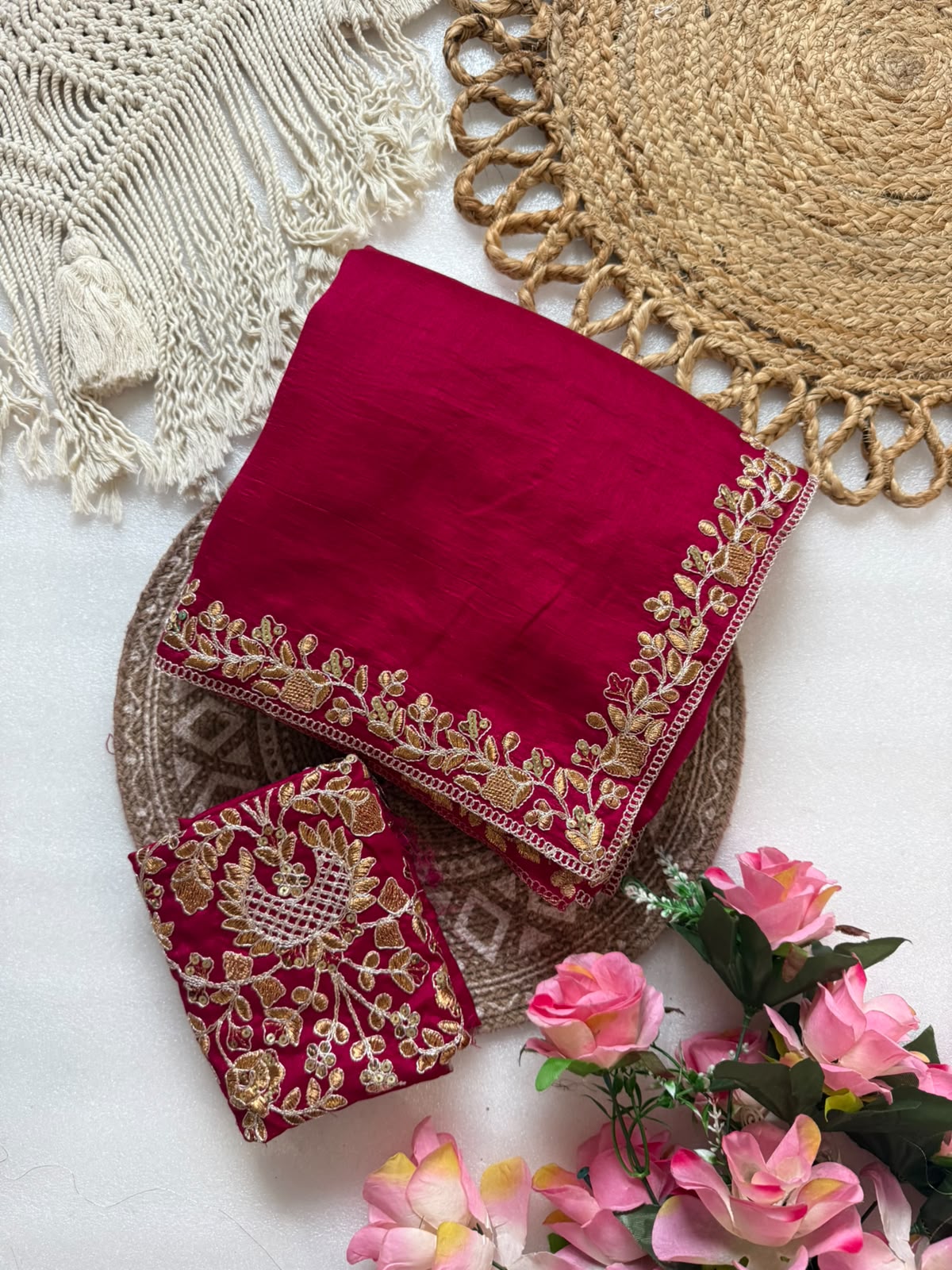 Pure Blooming Embroidery Work Saree
