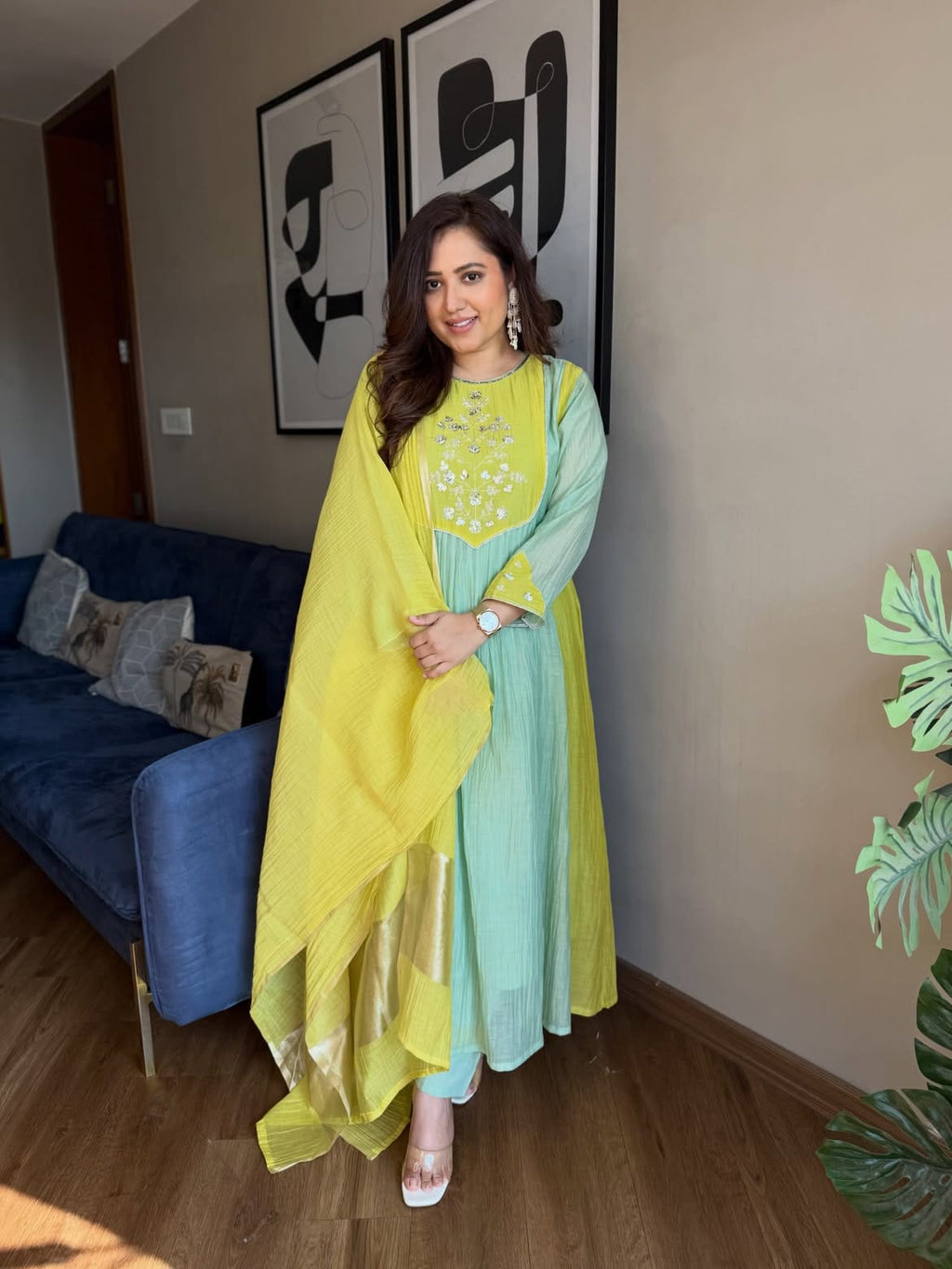 Designer Festival Special Pure Mul Chanderi Suit Set