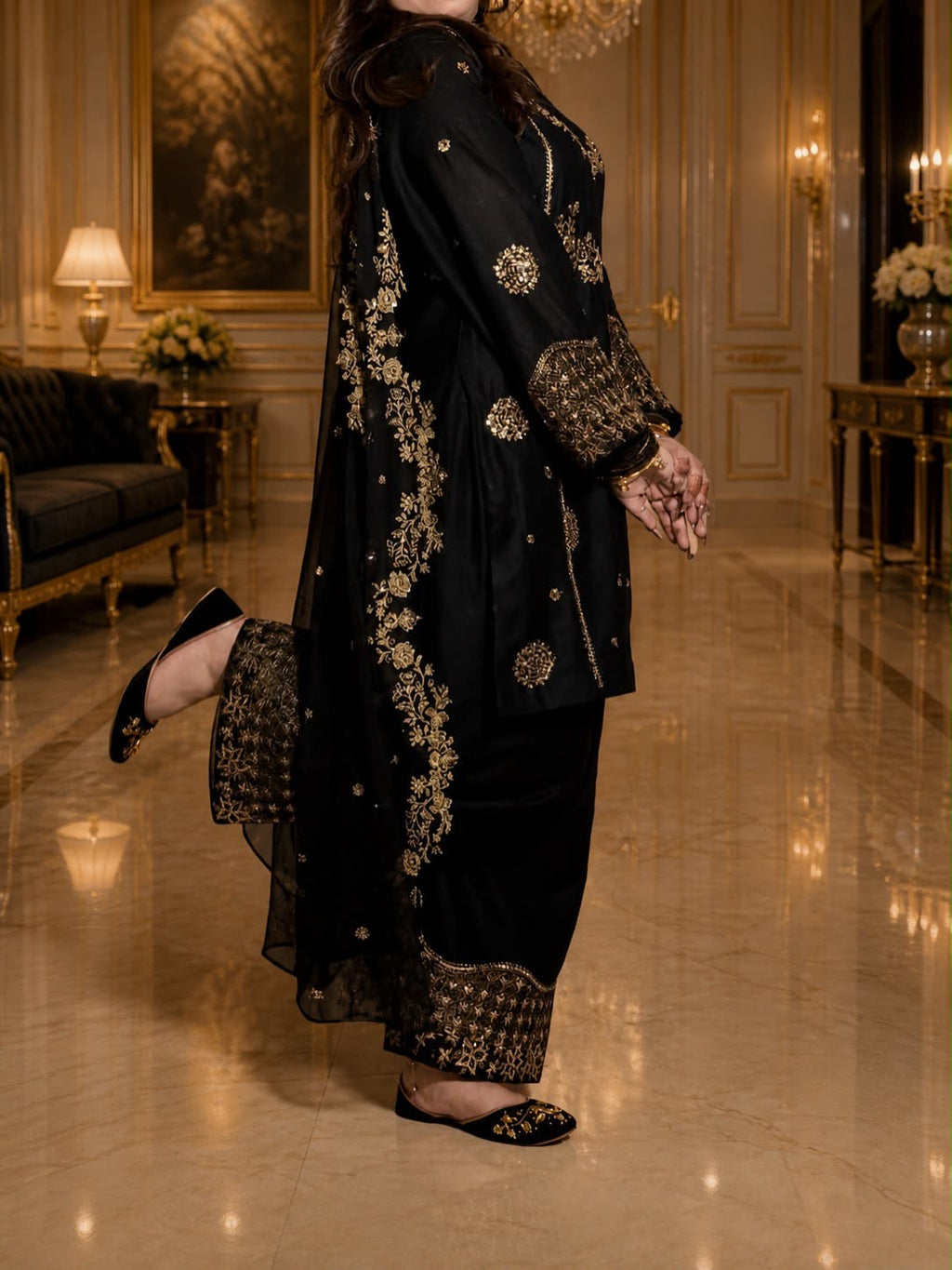 Heavy Embroidery Sequence Work 3-Piece Suit Set