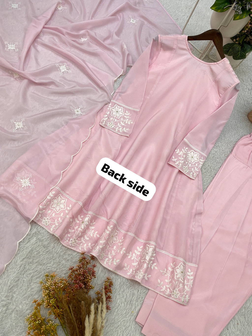 Designer Sequin Embroidered Top, Salwaar & Dupatta Set