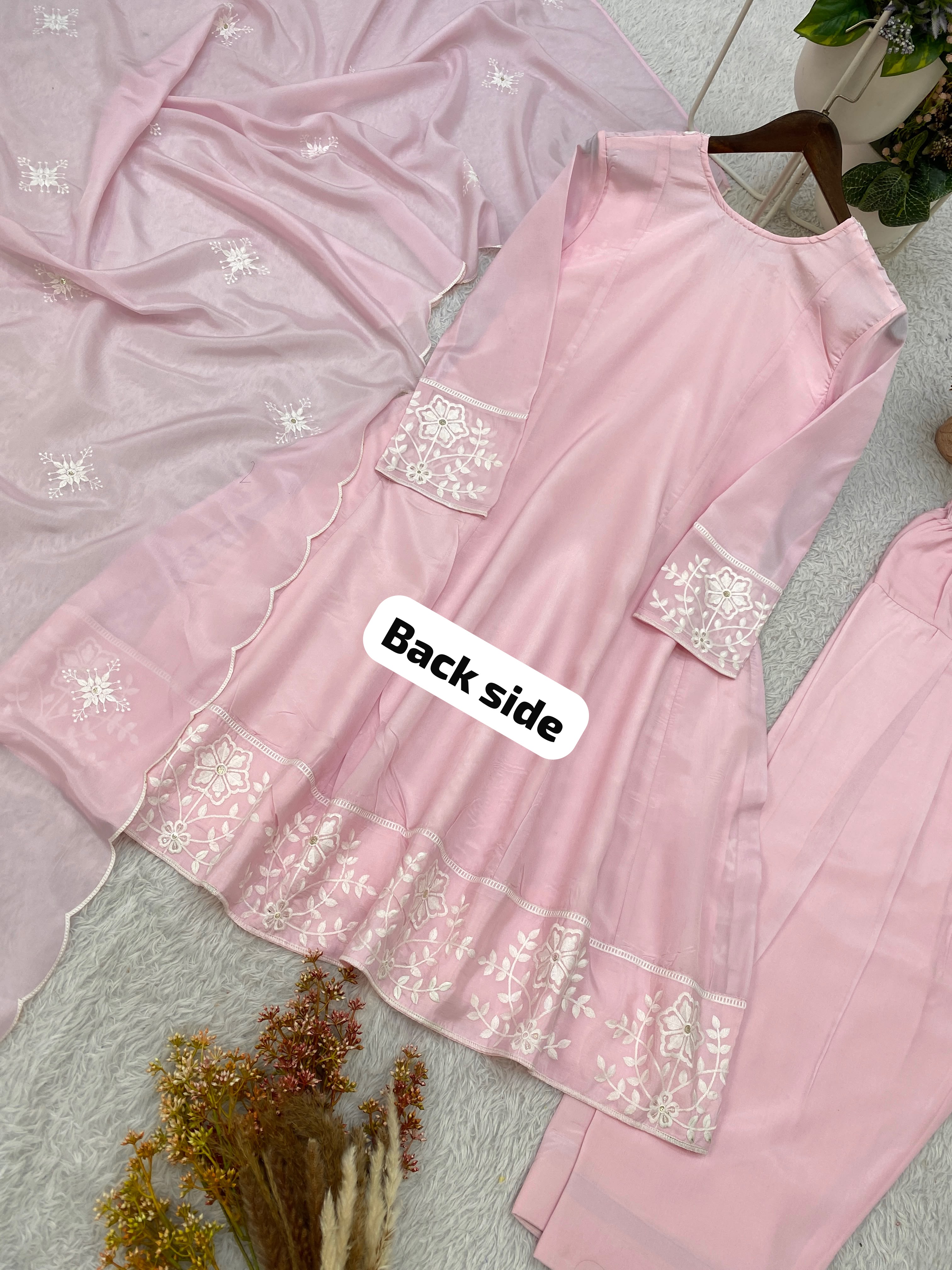 Designer Sequin Embroidered Top, Salwaar & Dupatta Set