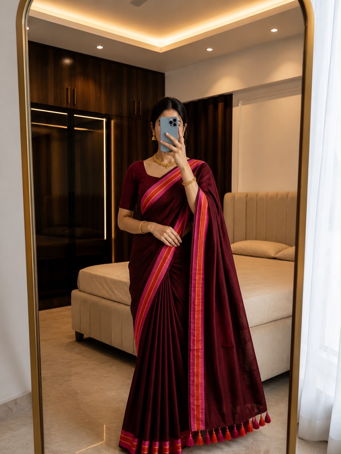 Handloom Pure Mul Cotton Saree with Attractive Border