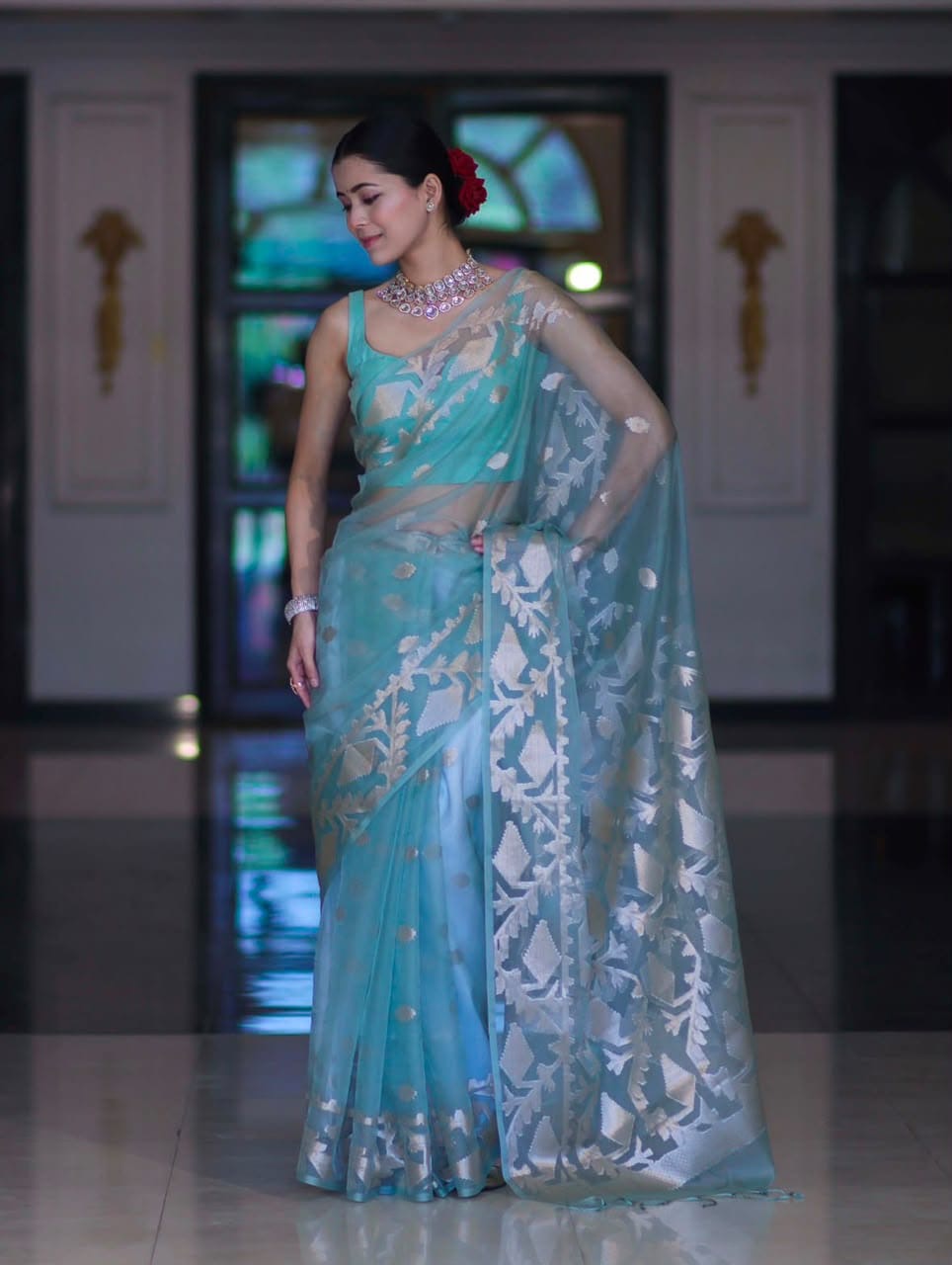 Banarasi Designer Organza Soft Silk Saree