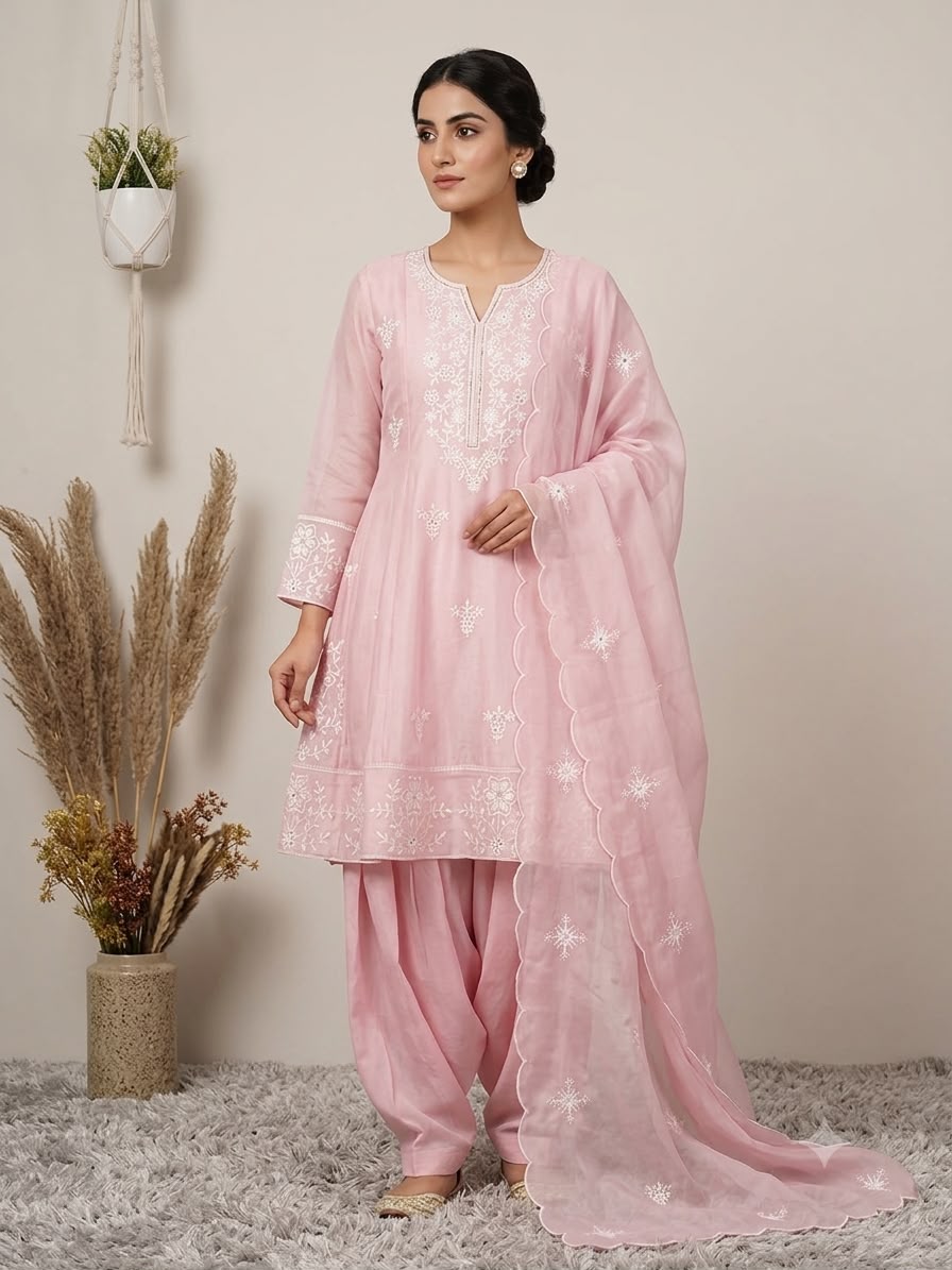 Designer Sequin Embroidered Top, Salwaar & Dupatta Set
