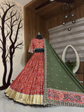 Navratri Muslin Cotton Printed Mirror Work Lehenga Choli