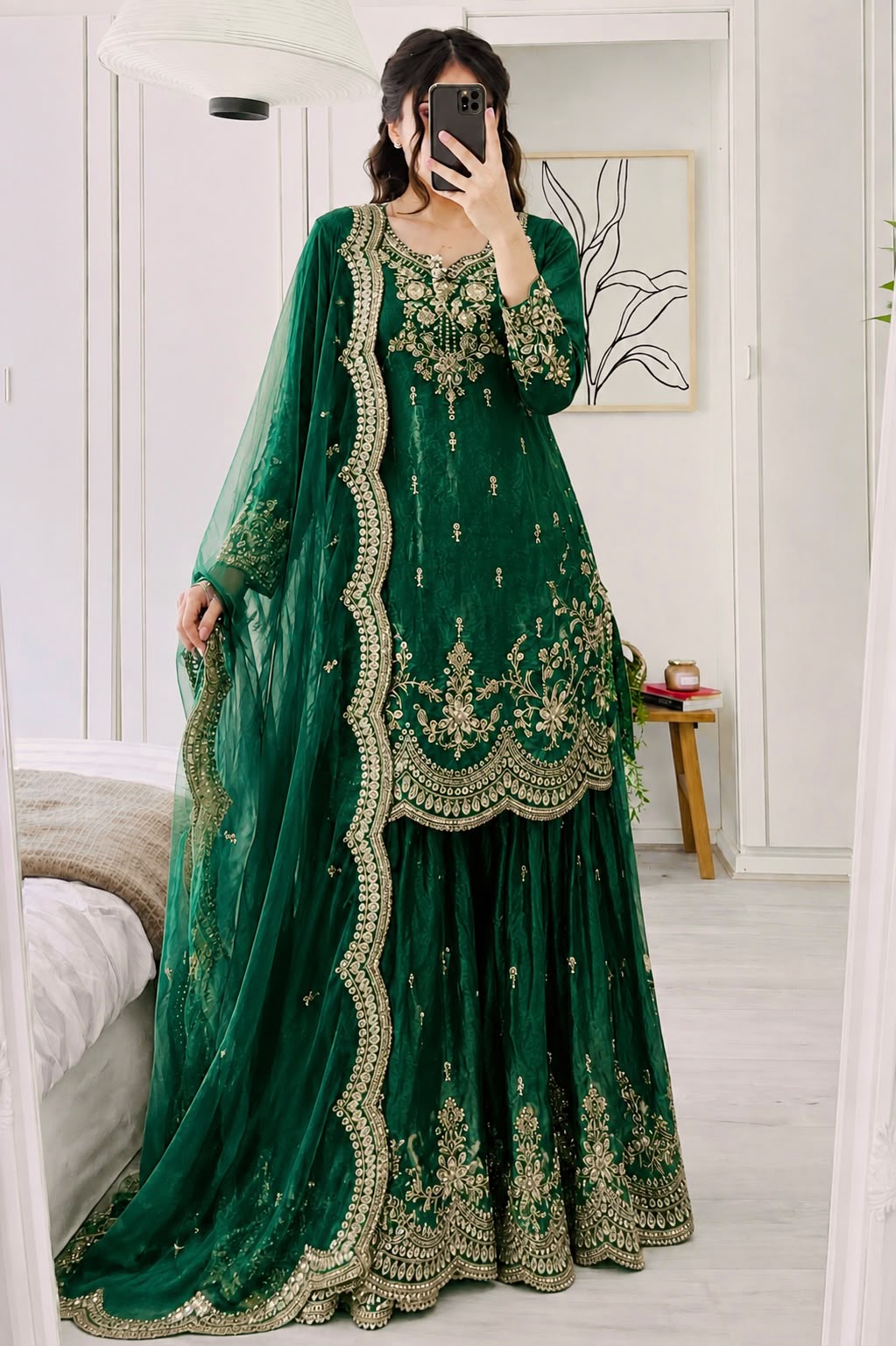 Designer Party Sharara Suit & Dupatta Set