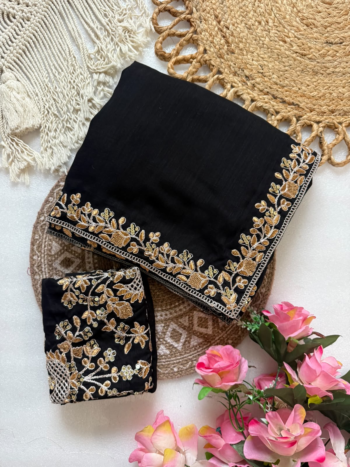 Pure Blooming Embroidery Work Saree
