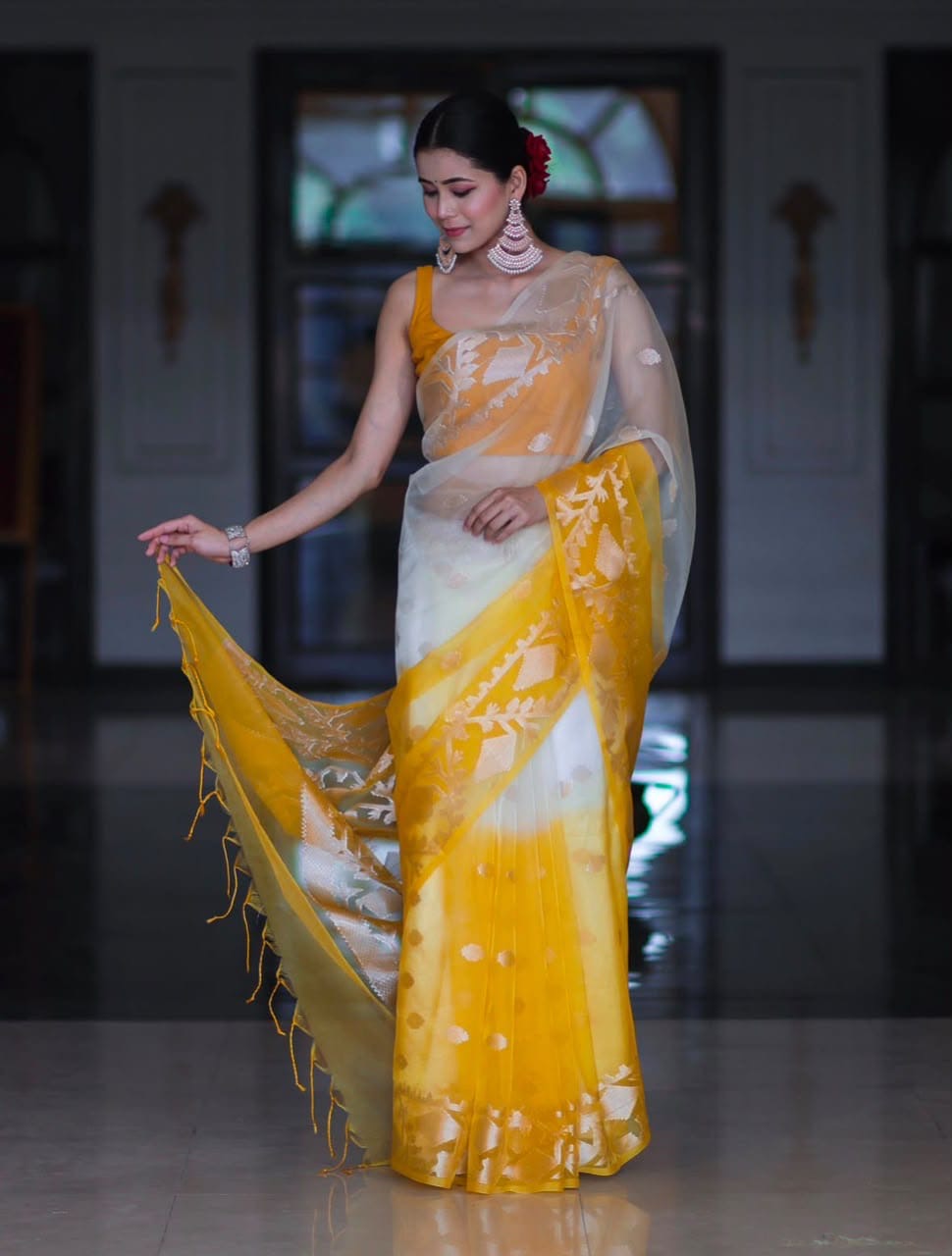 Banarasi Designer Organza Soft Silk Saree