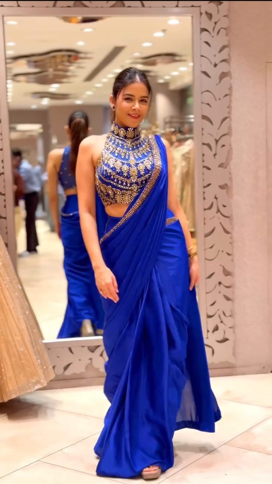 Diamond Satin Silk Ready-to-Wear Drape Saree