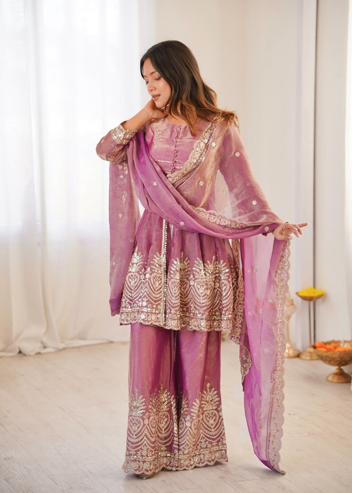 Heavy Embroidery Work Top, Palazzo & Dupatta Set
