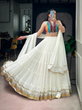 Navratri 2026 Embossed Lace Lehenga with Bandhani Mirror Work Blouse