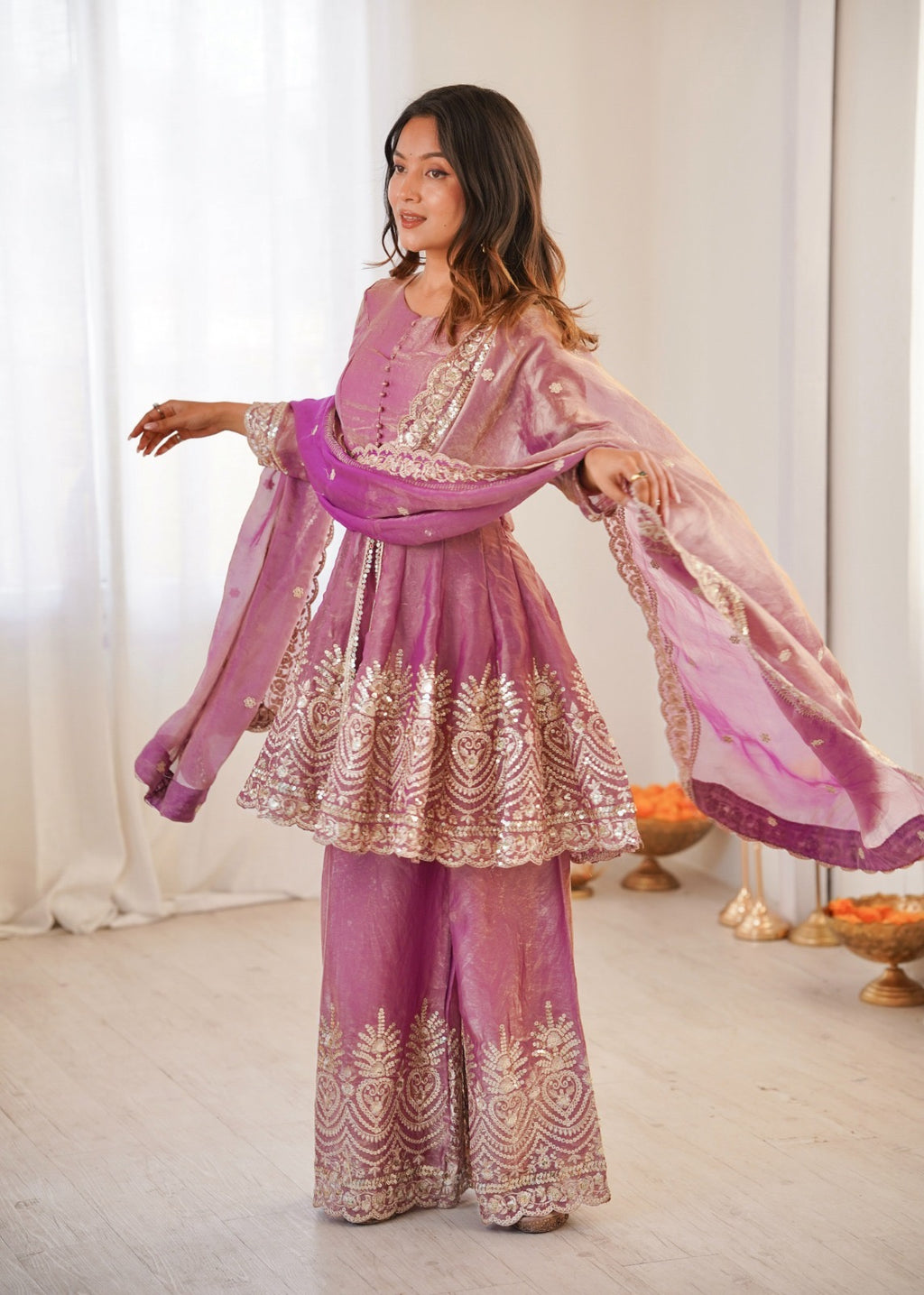 Heavy Embroidery Work Top, Palazzo & Dupatta Set