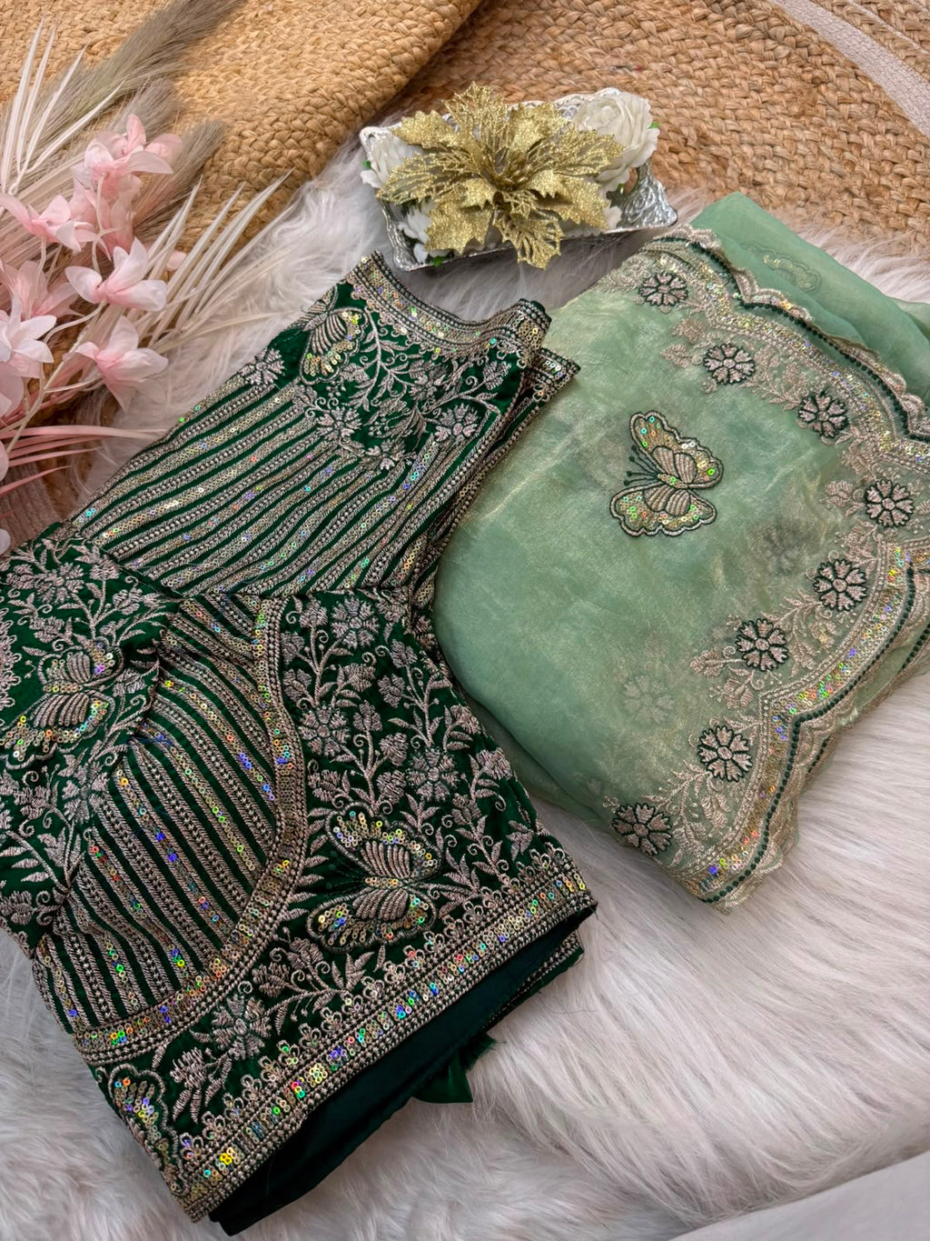 Butterfly Embroidered Space Silk Saree