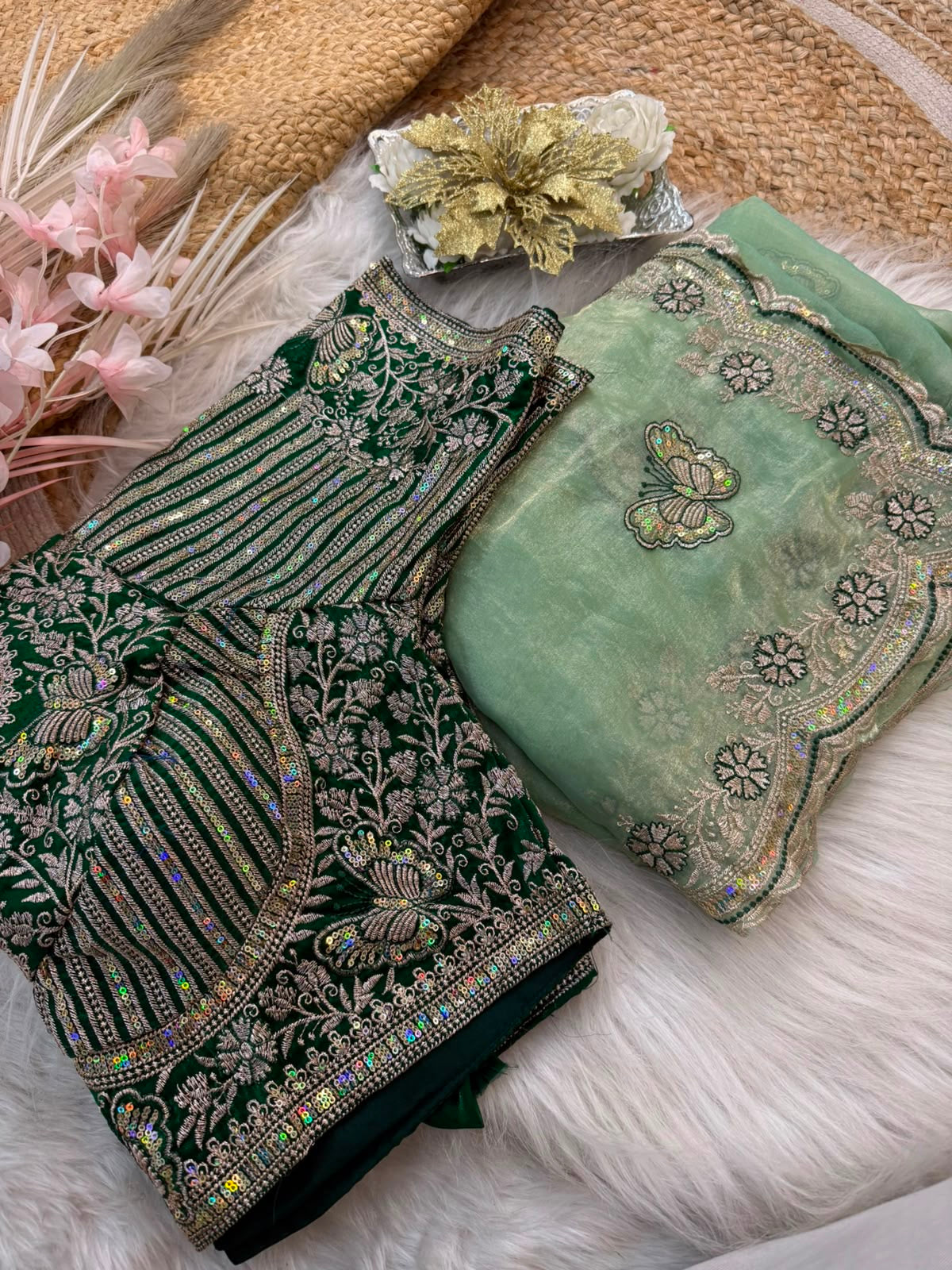 Butterfly Embroidered Space Silk Saree