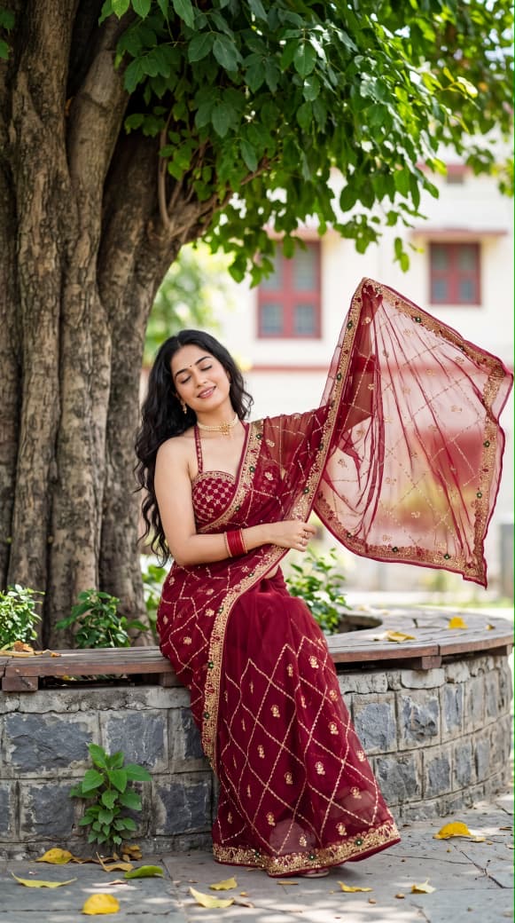 Rajwadi Original Thakur Ji Georgette Sequin Work Saree