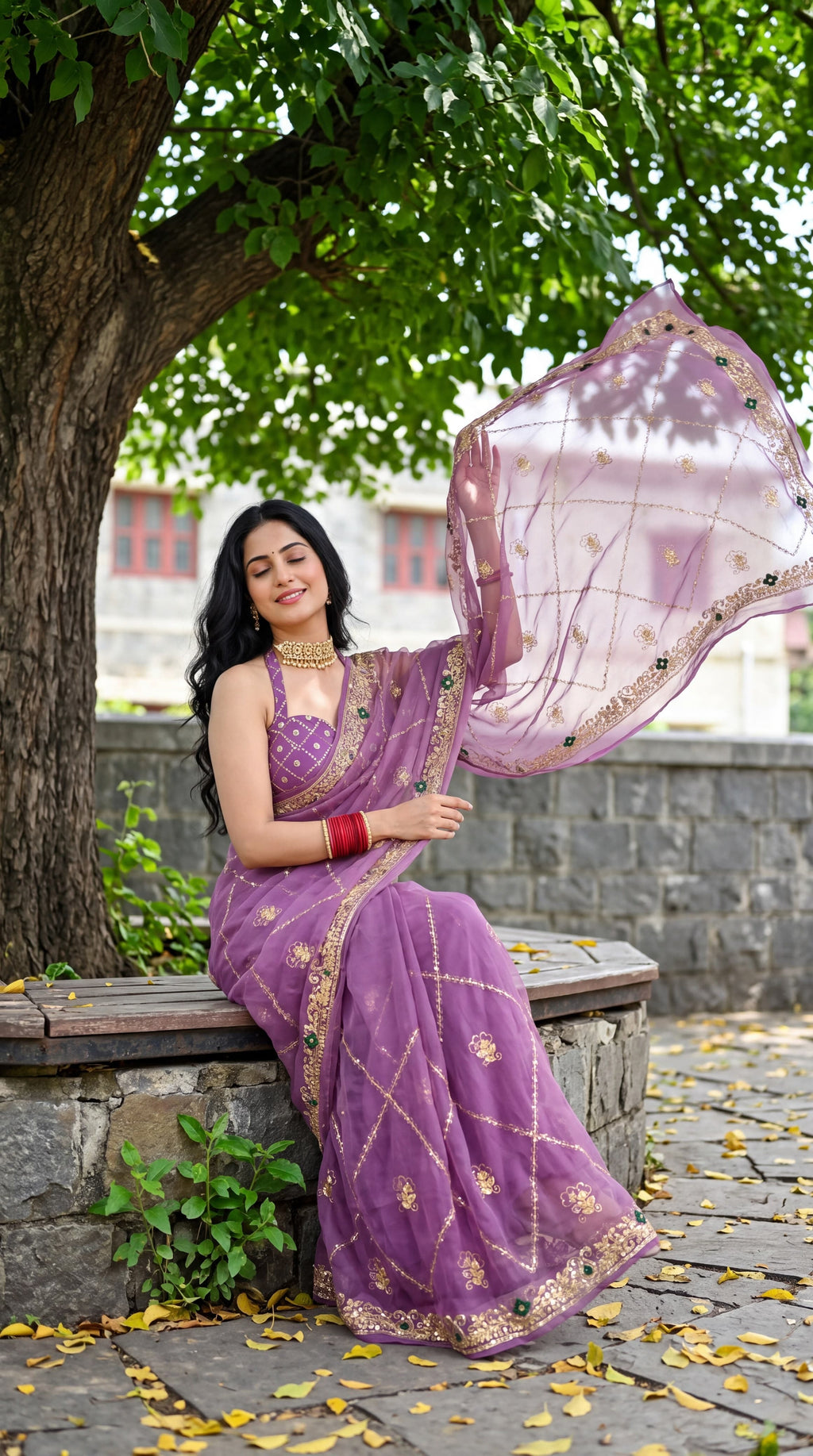 Rajwadi Original Thakur Ji Georgette Sequin Work Saree