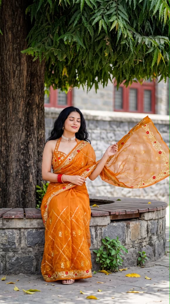 Rajwadi Original Thakur Ji Georgette Sequin Work Saree